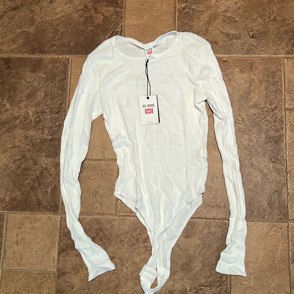 Re/Done bodysuit slim long sleeve top